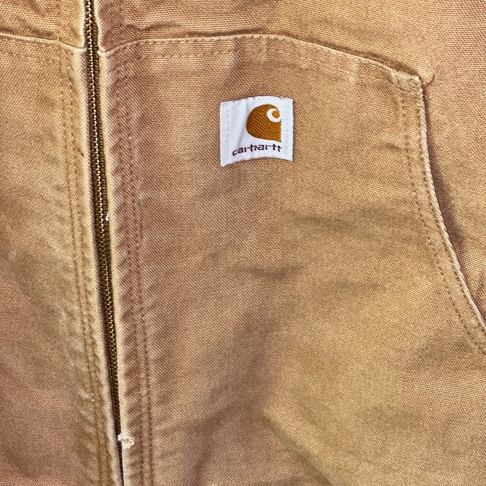 Carhartt Work Jacket 2XL Khaki Men’s Heavyweight Full Zip Hoodie Canvas J131 BRN - Picture 2 of 8